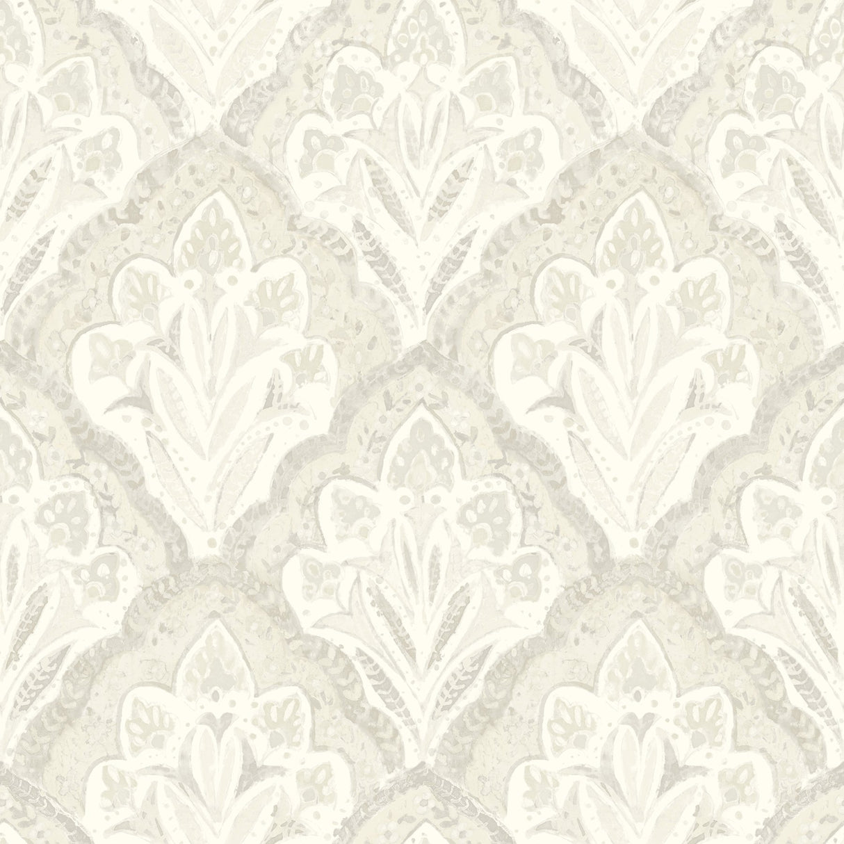 Mimir Dove Quilted Damask Wallpaper with Quilted Damask Botanical Motif - Chesapeake 3125-72339
