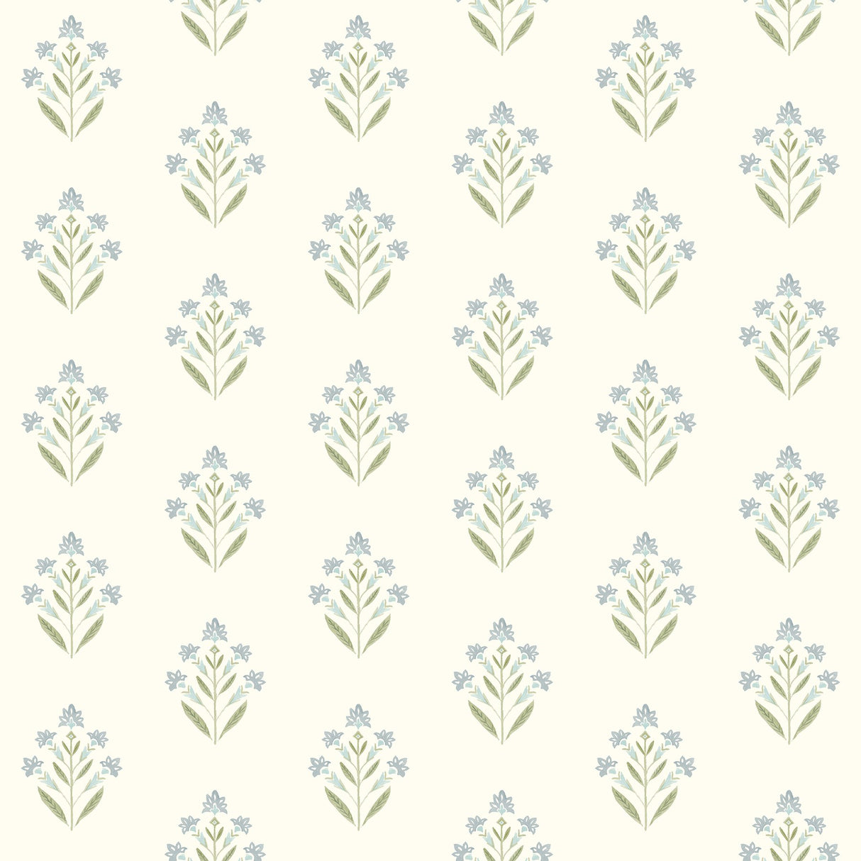 Kova Aquamarine Floral Crest Wallpaper with Farmhouse Botanical Flowers - Chesapeake 3125-72351
