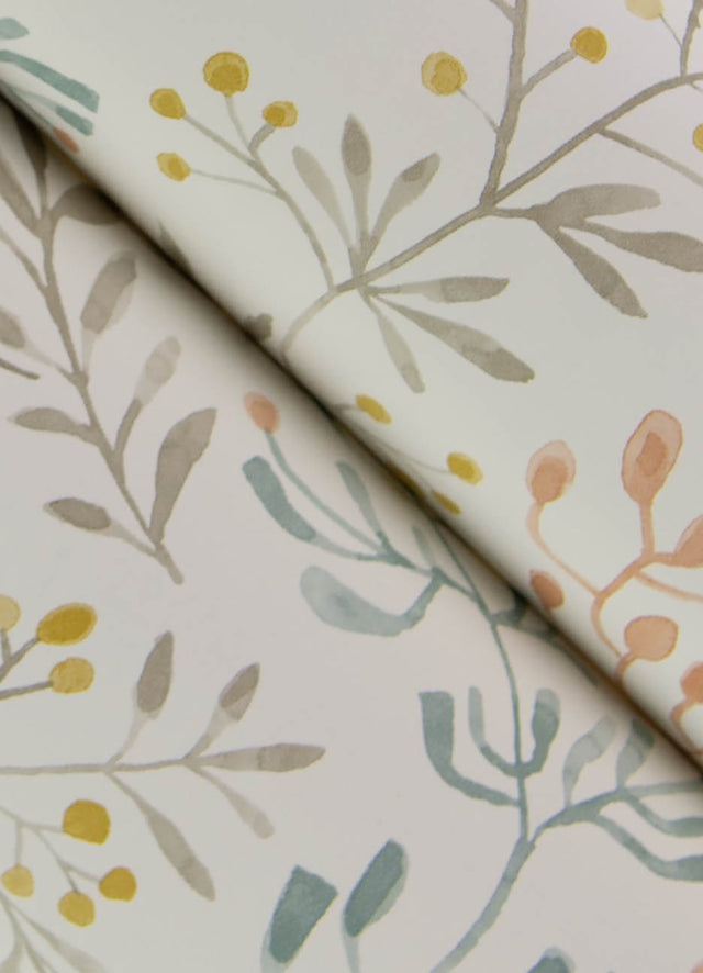 Tarragon Pastel Dainty Meadow Wallpaper with Botanical Flowers Motif - Chesapeake 3125-72353