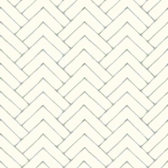 Oswin Teal Tiered Herringbone Wallpaper with Chevron Graphic in Farmhouse Style - 3125-72362