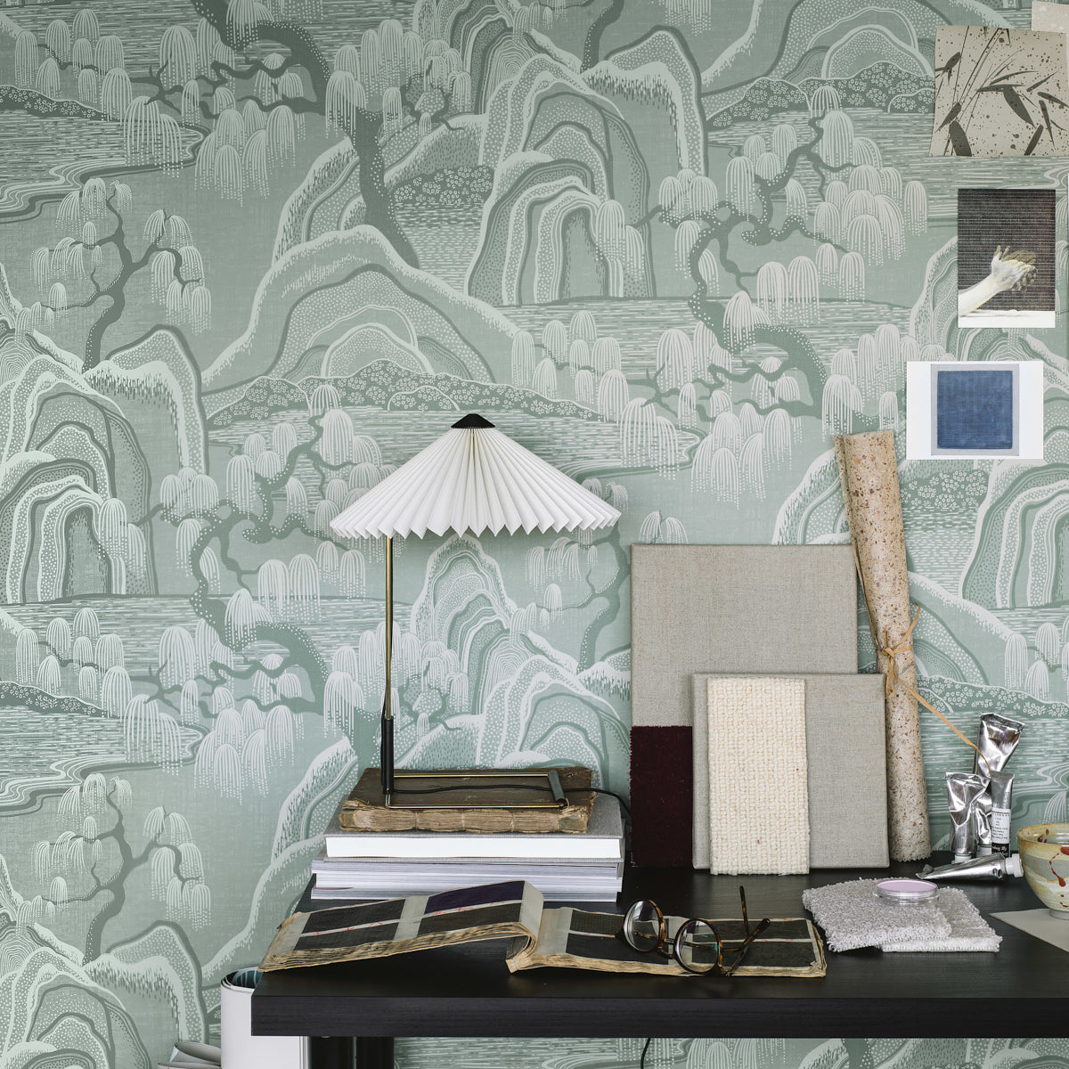 Indigo Garden Mineral by Boråstapeter Scenic Landscape Wallpaper – Schumacher 3131