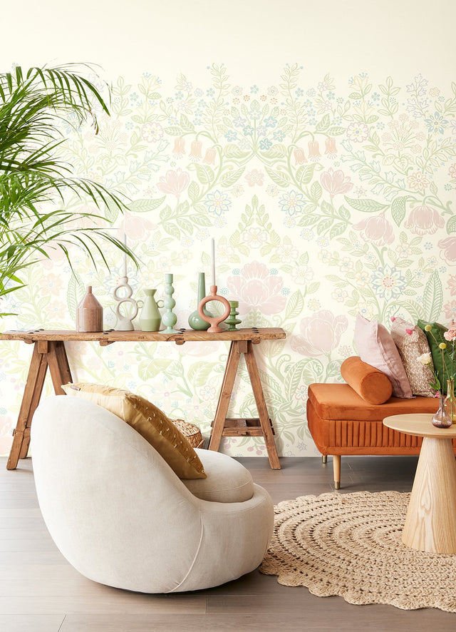 Pastel Whimsical Flowers Nature Wall Mural - Eijffinger EJ316080