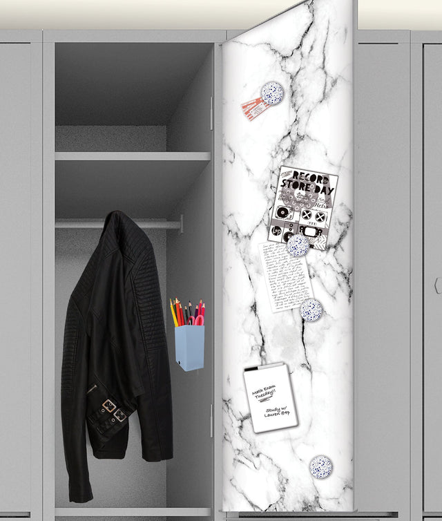 Marble Locker Decal Black & White Peel & Stick Mural