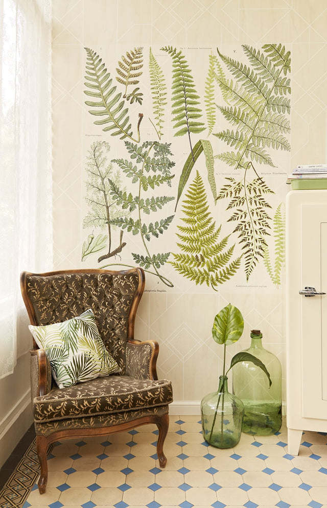 Athyrium Natural Botanical Vintage Graphic Wall Mural - Eijffinger EJ366102
