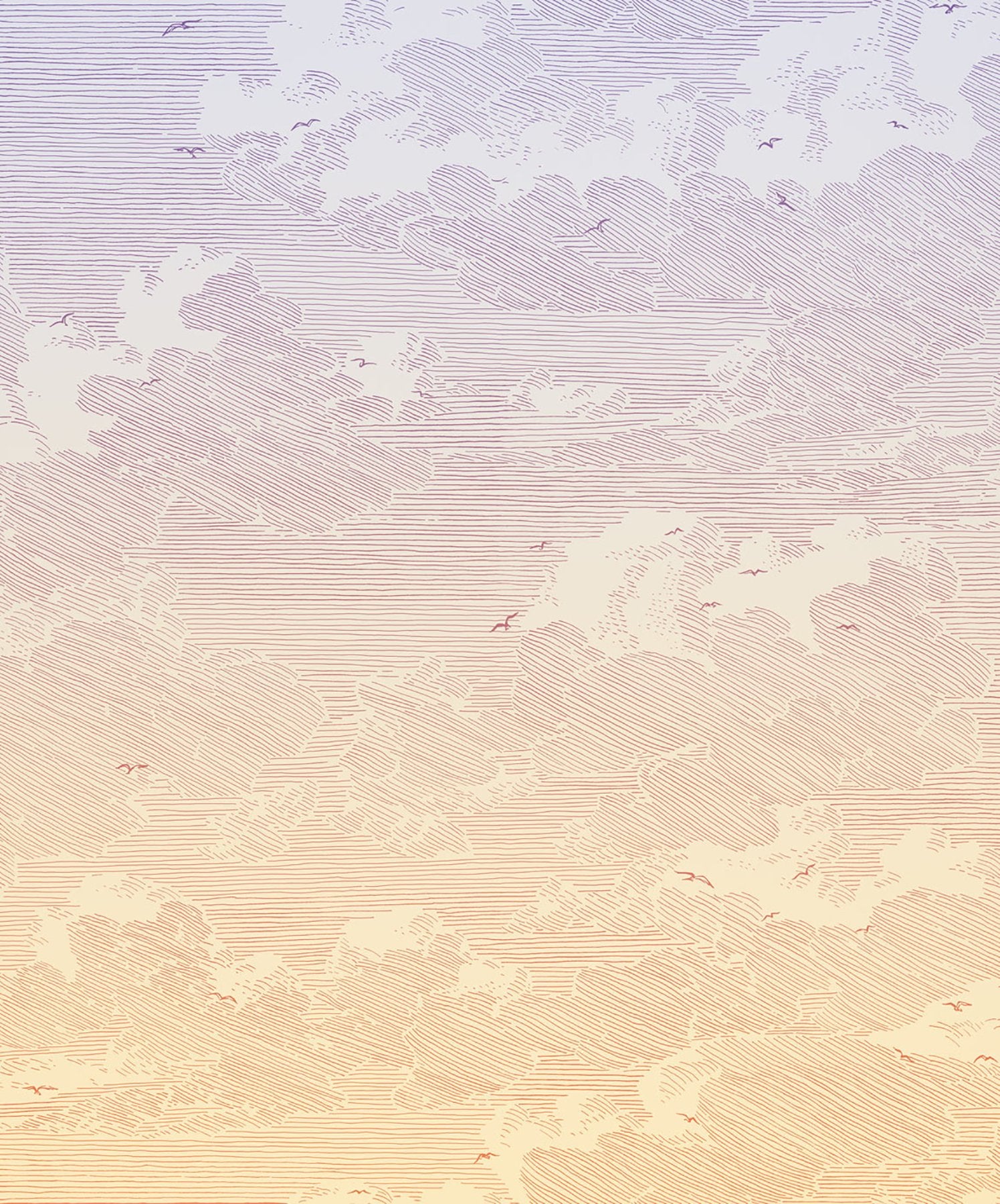 Sunset Ombre Line-Clouds Scenic Wall Mural - Eijffinger EJ366109