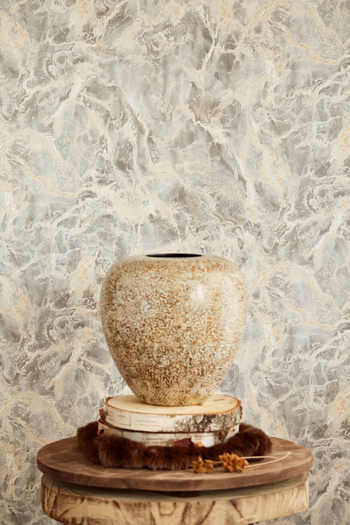 Marble Stone Brown Emperador Wall Mural