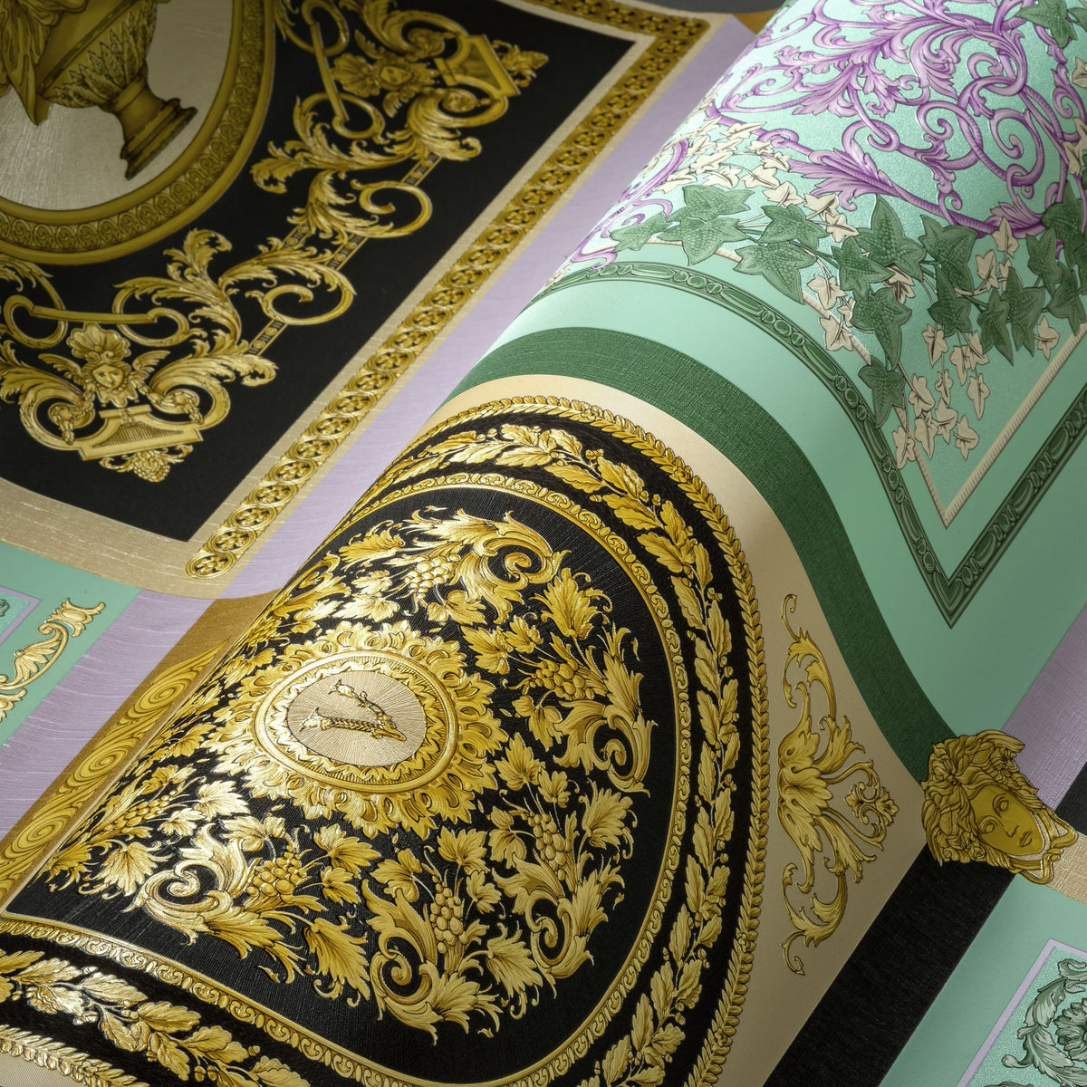 Reverie Mosaic by Versace Contemporary Medallion Wallpaper – Versace 387041X-Sample