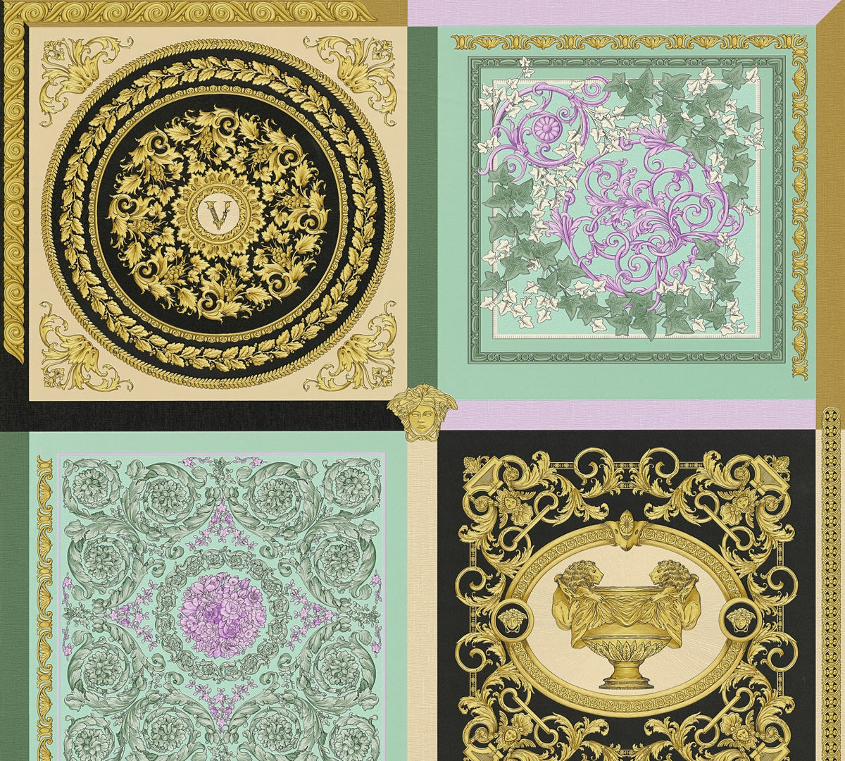 Reverie Mosaic by Versace Contemporary Medallion Wallpaper – Versace 387041X-Sample