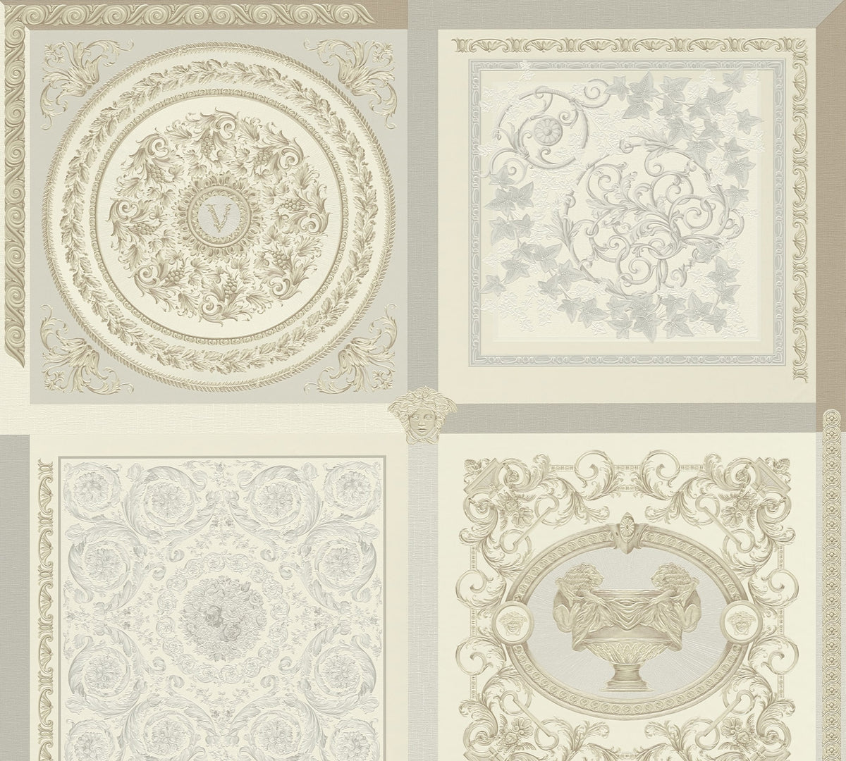 Reverie Oak by Versace Volume 5 Satin Medallion Wallpaper – Versace 387042X-Sample