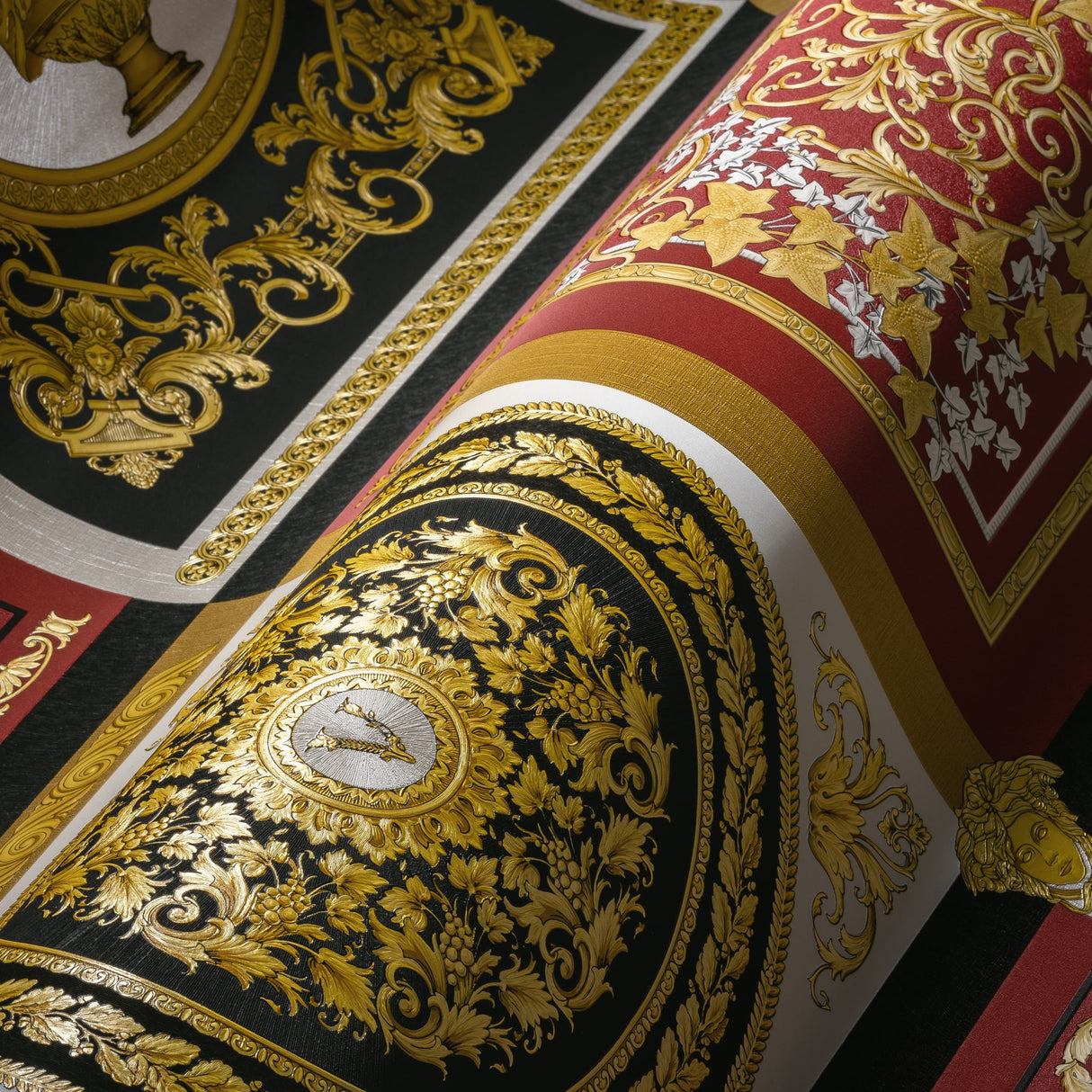 Reverie Crimson by Versace Volume 5 Medallion Vinyl Wallpaper – Versace 387046X