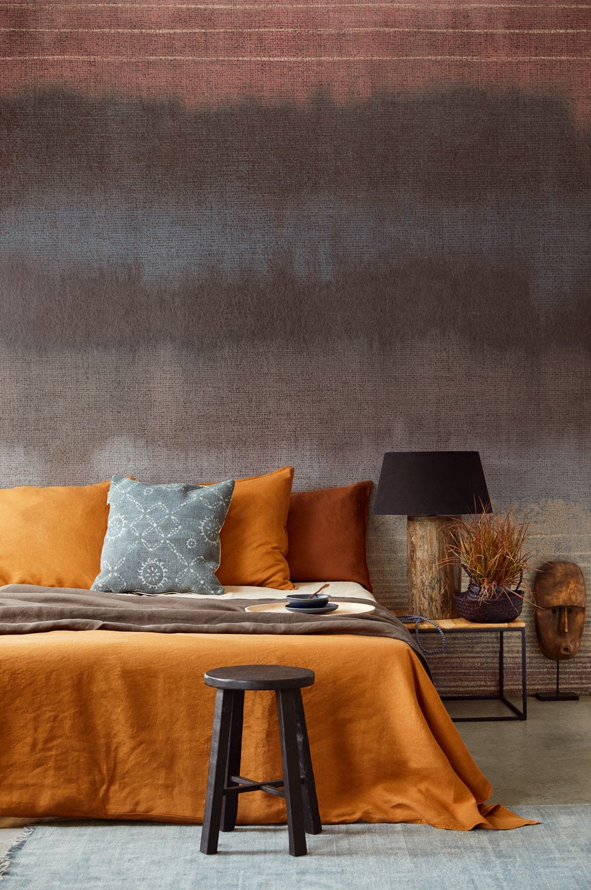 Bedrock Earth Ombre Non-Woven Wall Mural with Fabric-Inspired Graphic Texture - Eijffinger EJ391560