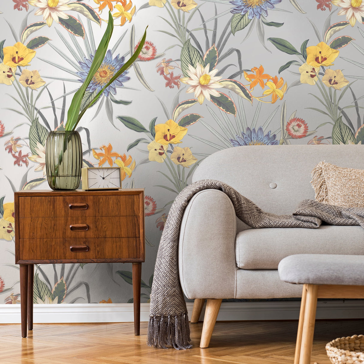 Calista Light Blue by Fine Decor Tropical Floral Wallpaper – Brewster Home Fashions FD43785
