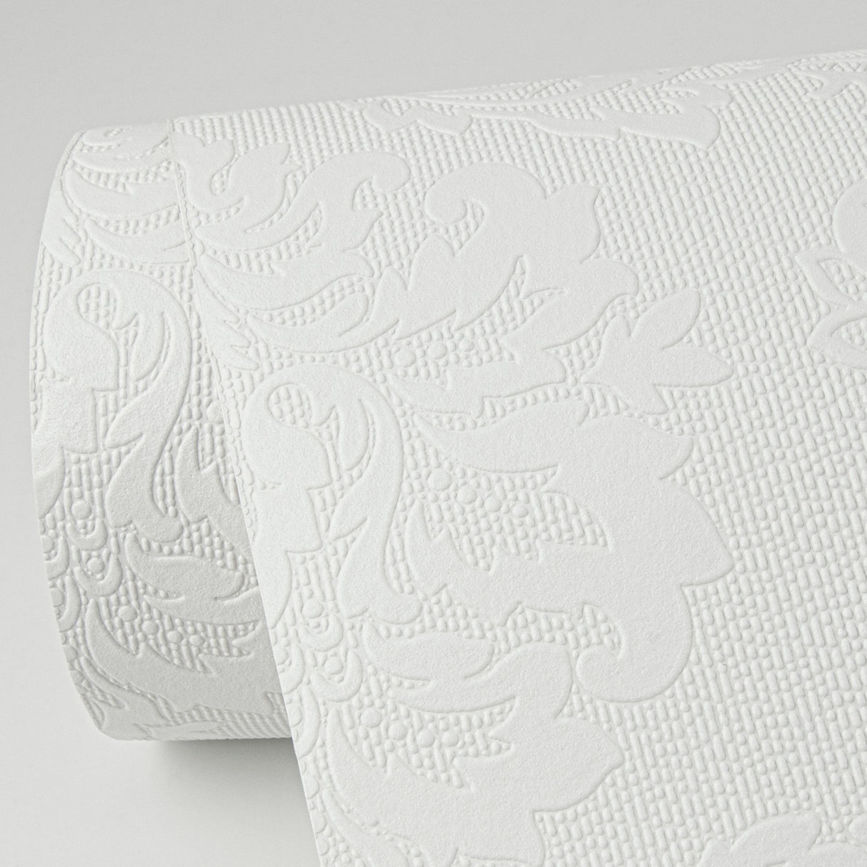 Plouf White Damask Paintable Wallpaper with Traditional Texture Pattern - Brewster 4000-32808