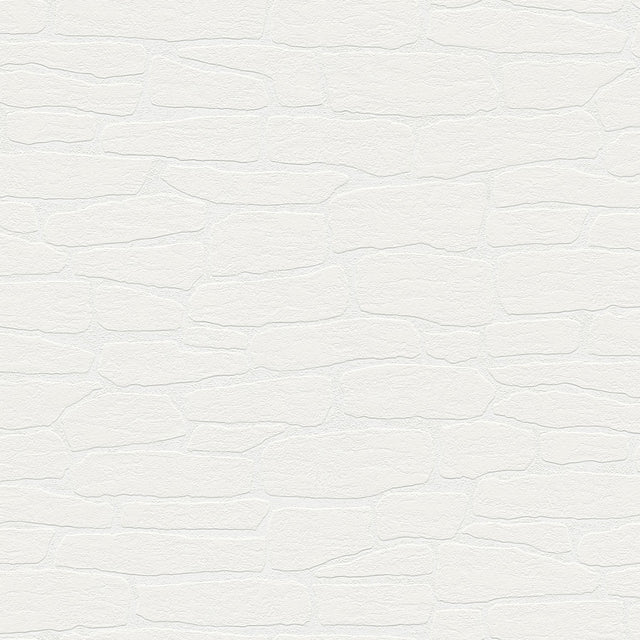 Pieter White Stone Paintable Wallpaper with Textured Abstract Stone Pattern - Brewster 4000-3554-16