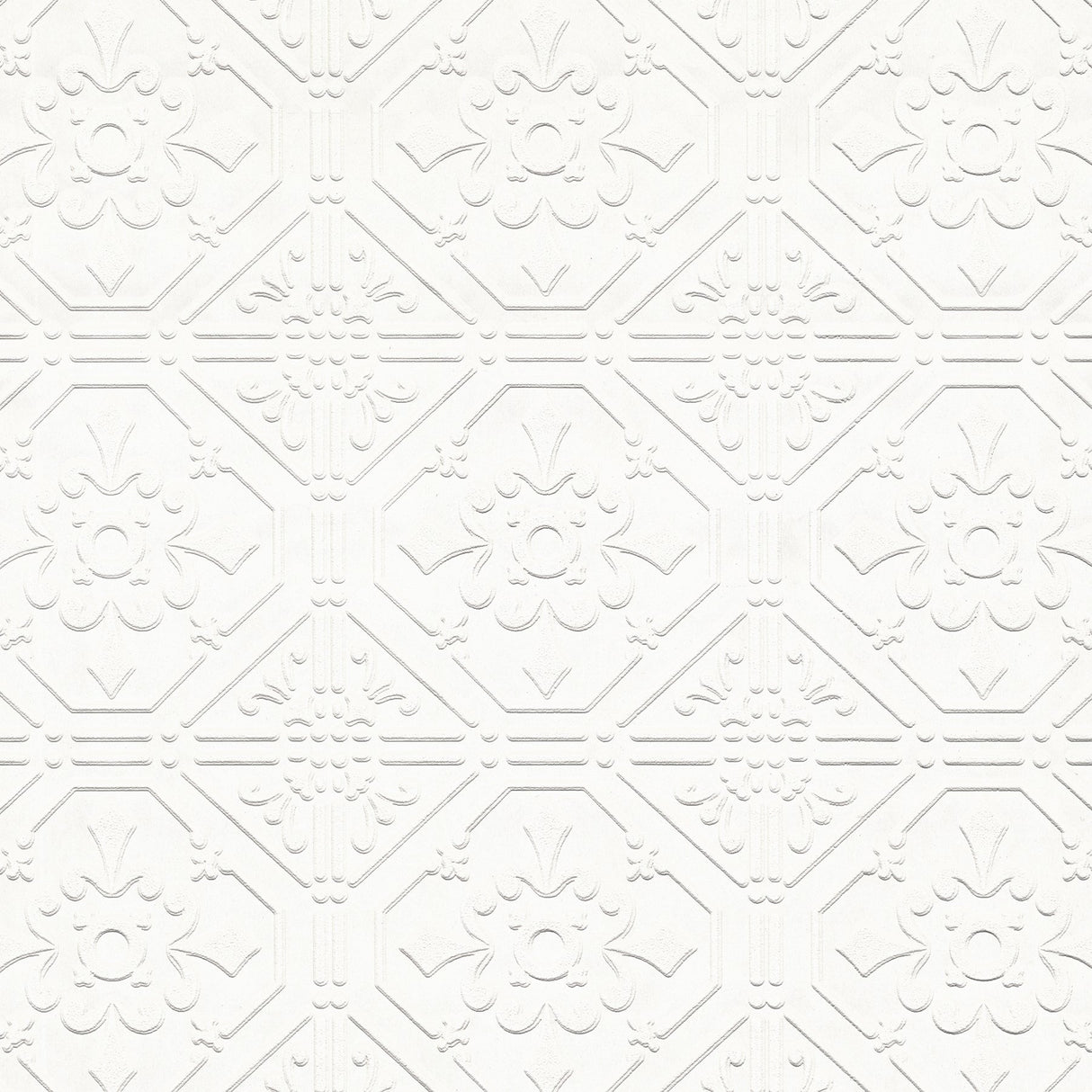 Brooklyn White Tin Paintable Wallpaper with Textured Tin Tile Pattern - Brewster 4000-93996