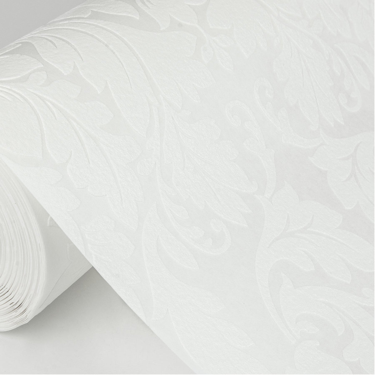 Jan White Damask Paintable Wallpaper with Raised Ink Texture - Brewster 4000-95135-1