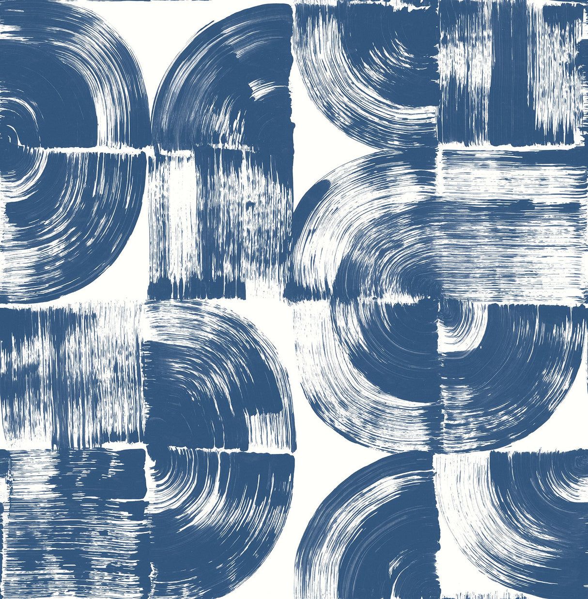 Giulietta Blue Painterly Geometric Wallpaper with Modern Abstract Brushstroke Motif - A-Street Prints 4014-26407
