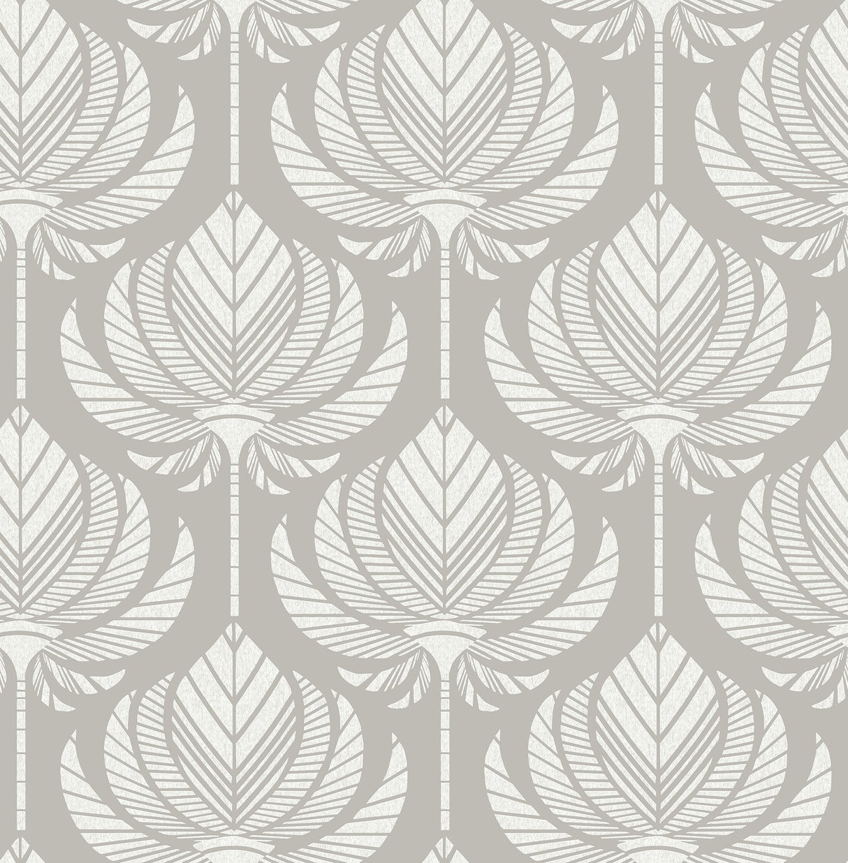 Palmier Grey Lotus Fan Wallpaper with Botanical Ogee Pattern, Bohemian Style - A-Street Prints 4014-26425