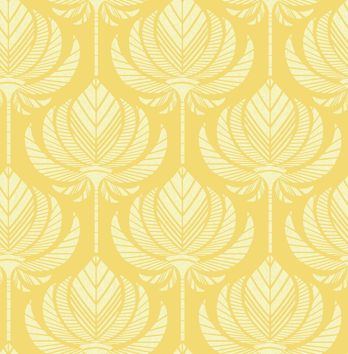 Palmier Yellow Lotus Fan Wallpaper with Botanical Bohemian Pattern - A-Street Prints 4014-26427