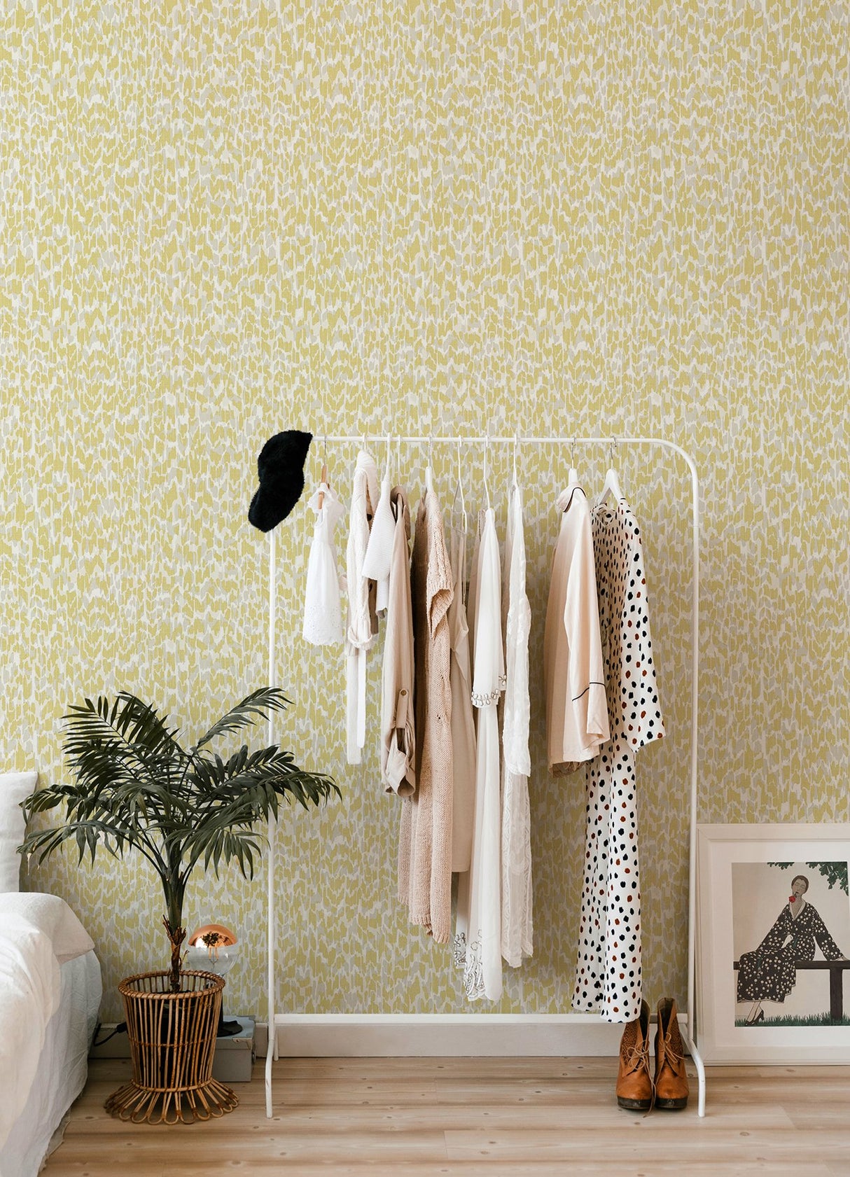 Flavia Yellow Animal Print Wallpaper with Faux Effects Bohemian Pattern - Brewster 4014-26429