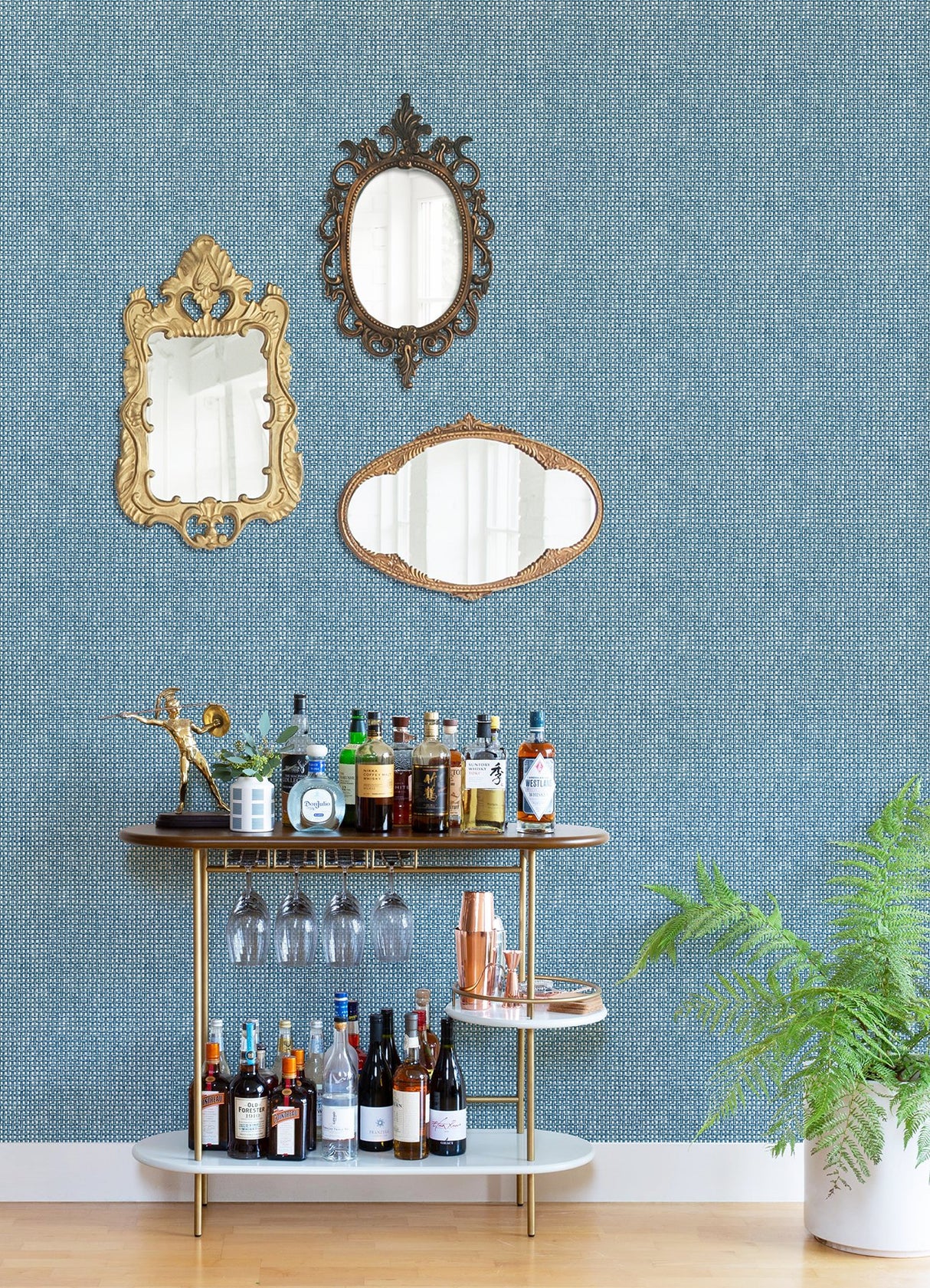 Zia Blue Basketweave Wallpaper with Coastal Faux Grasscloth Pattern - A-Street Prints 4014-26442