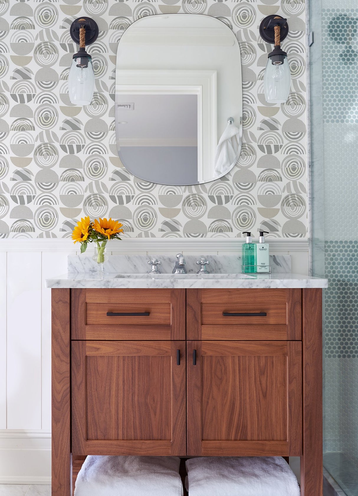 Mage Light Grey Mod Geometric Wallpaper with Bohemian Geometrics Pattern - A-Street Prints 4014-26444