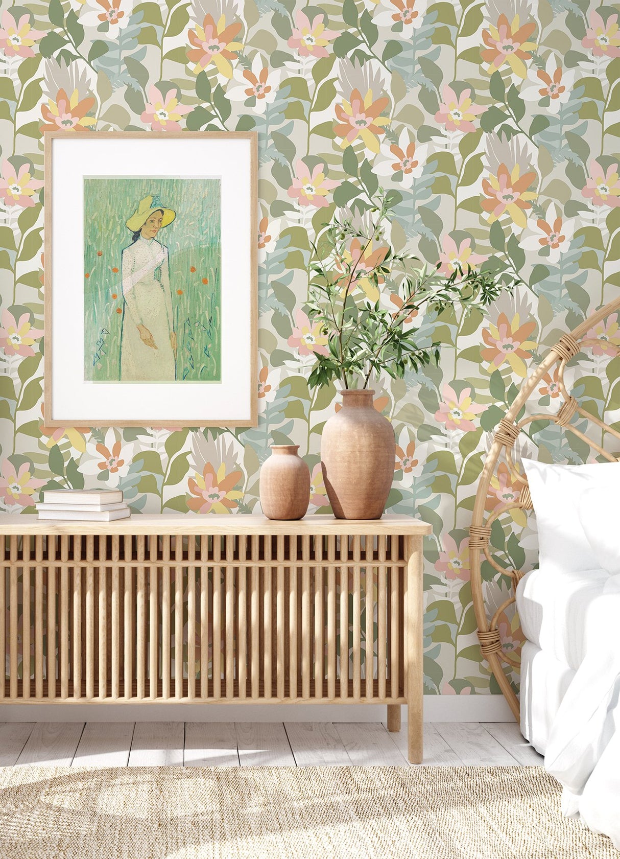 Koko Taupe Floral Wallpaper with Bohemian Botanical Motif - A-Street Prints 4014-26453