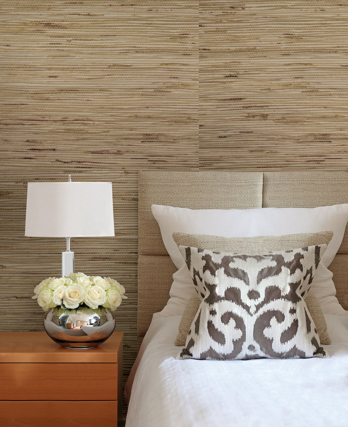 Andrei Olive Grasscloth Wallpaper with Wide Flat Weave Texture - Advantage 4018-0048