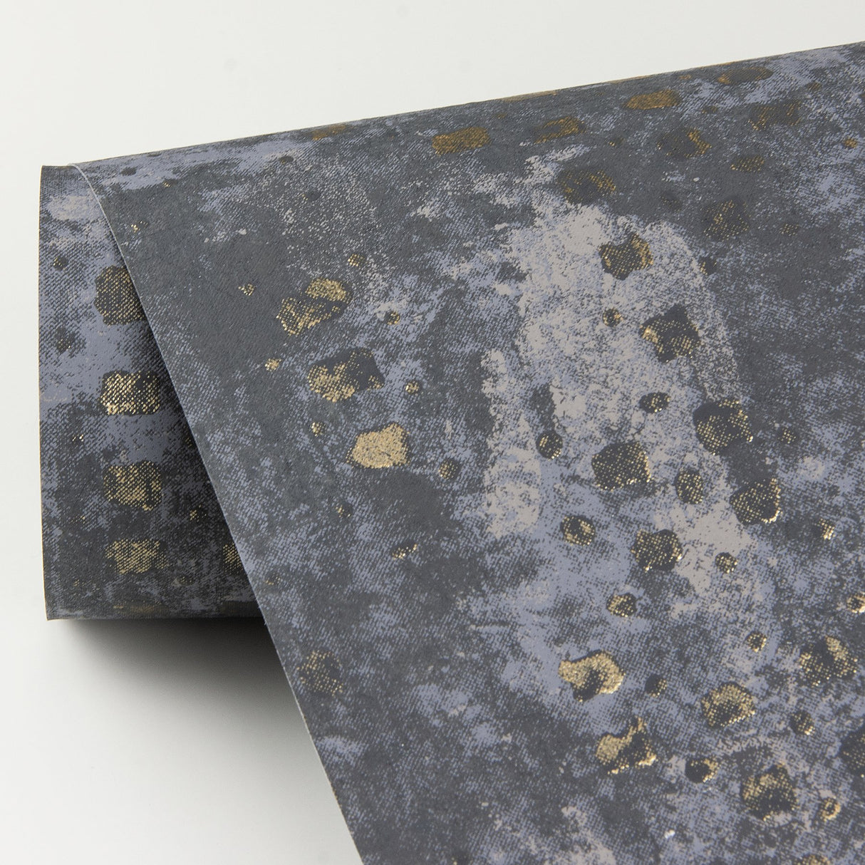 Felsic Stone Studded Cube Blue-Grey Geometric Wallpaper with Metallic Raised Ink - Brewster 4019-86415