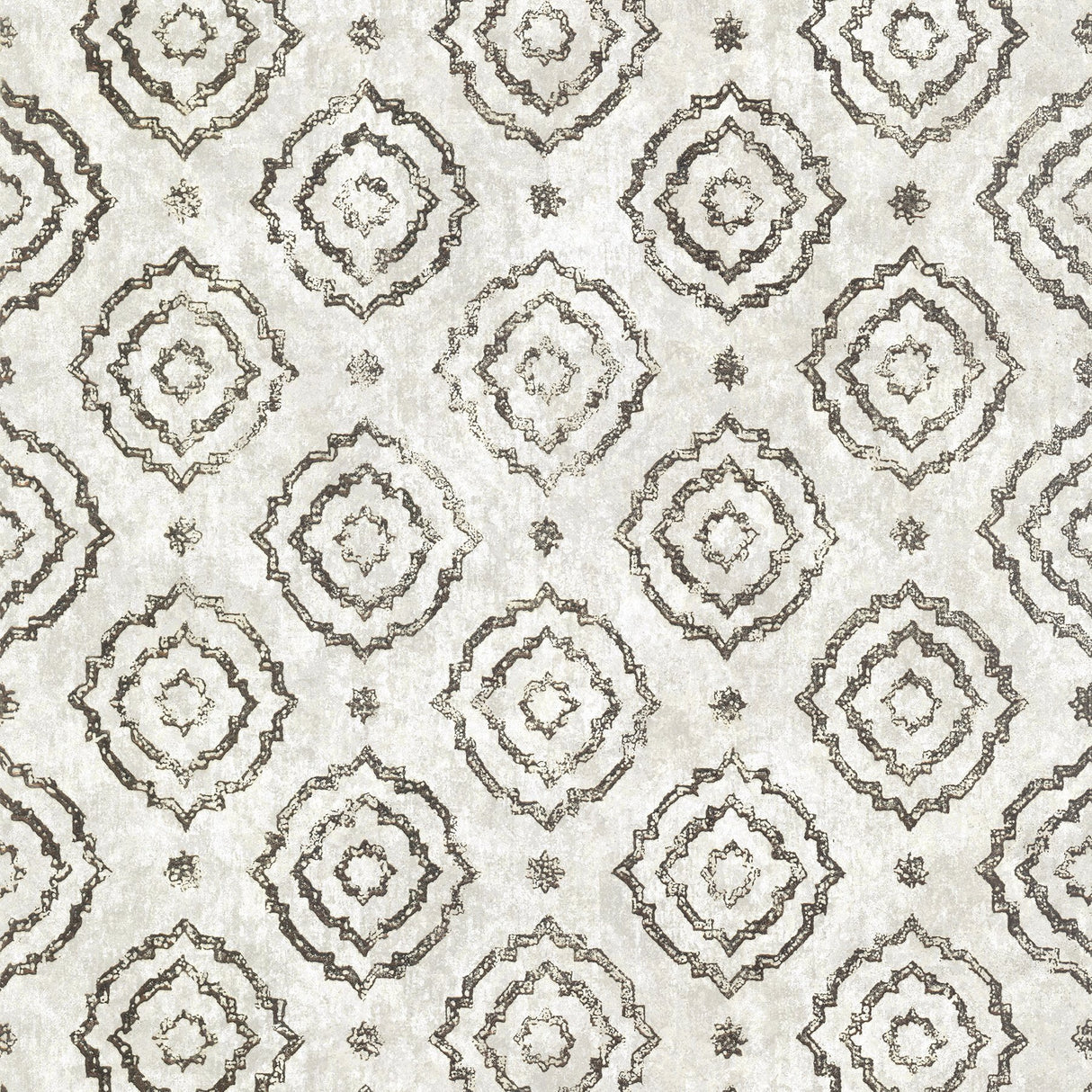 Uma Platinum Star Medallion Wallpaper with Metallic Medallions, Bohemian Geometric Pattern - A-Street Prints 4019-86424