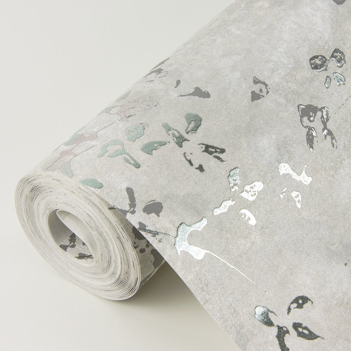 Arian Silver Inkburst Wallpaper with Abstract Graphics in Modern Metallic Raised Ink - Brewster 4019-86427