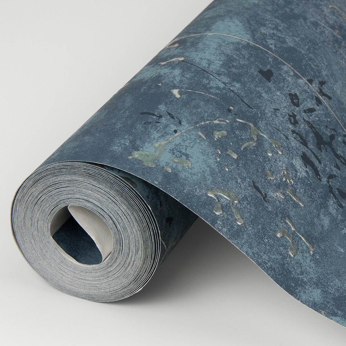 Arian Blue Inkburst Blue Wallpaper with Abstract Modern Foil Motif - A-Street Prints 4019-86429
