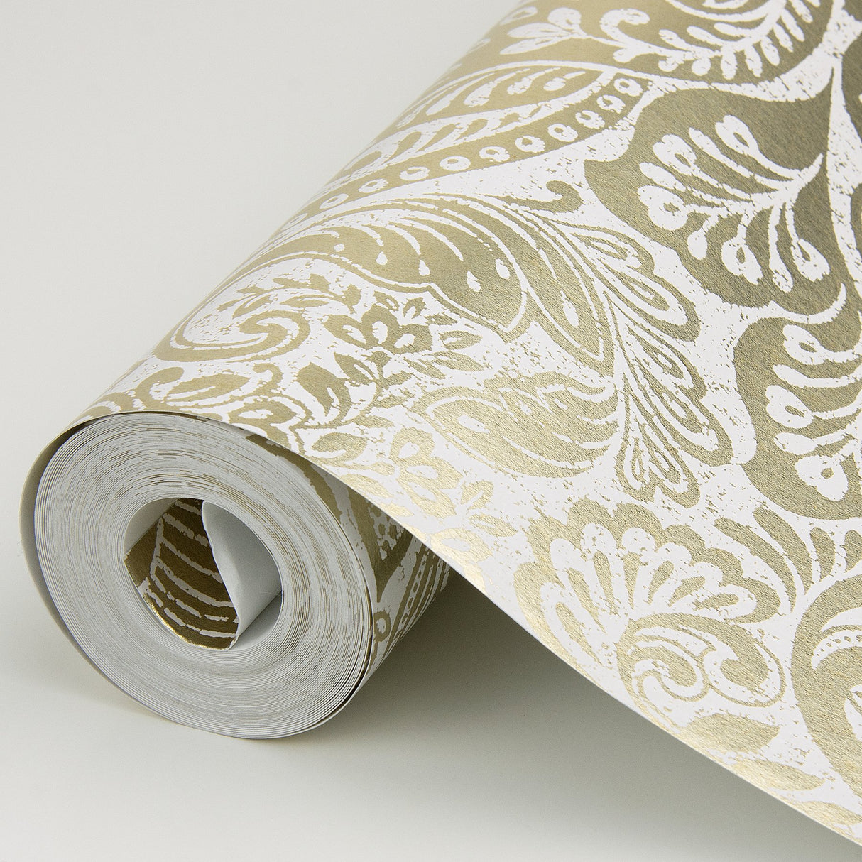Artemis Gold Floral Damask Wallpaper with Metallic Foil on Non Woven - A?Street Prints 4019-86441