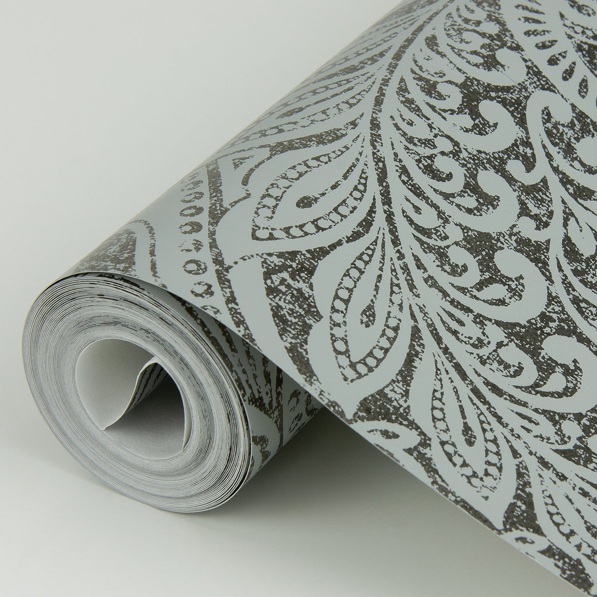 Artemis Pewter Floral Damask Metallic Wallpaper - A-Street Prints 4019-86446