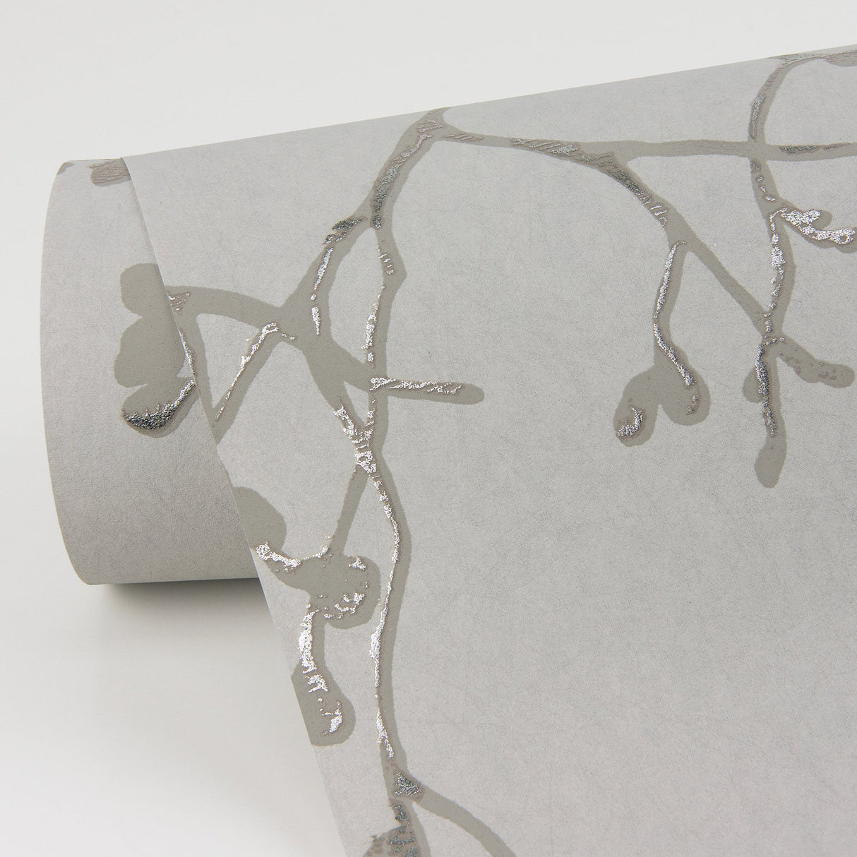 Koura Platinum Budding Branches Wallpaper with Metallic Botanical Pattern - A-Street Prints 4019-86456