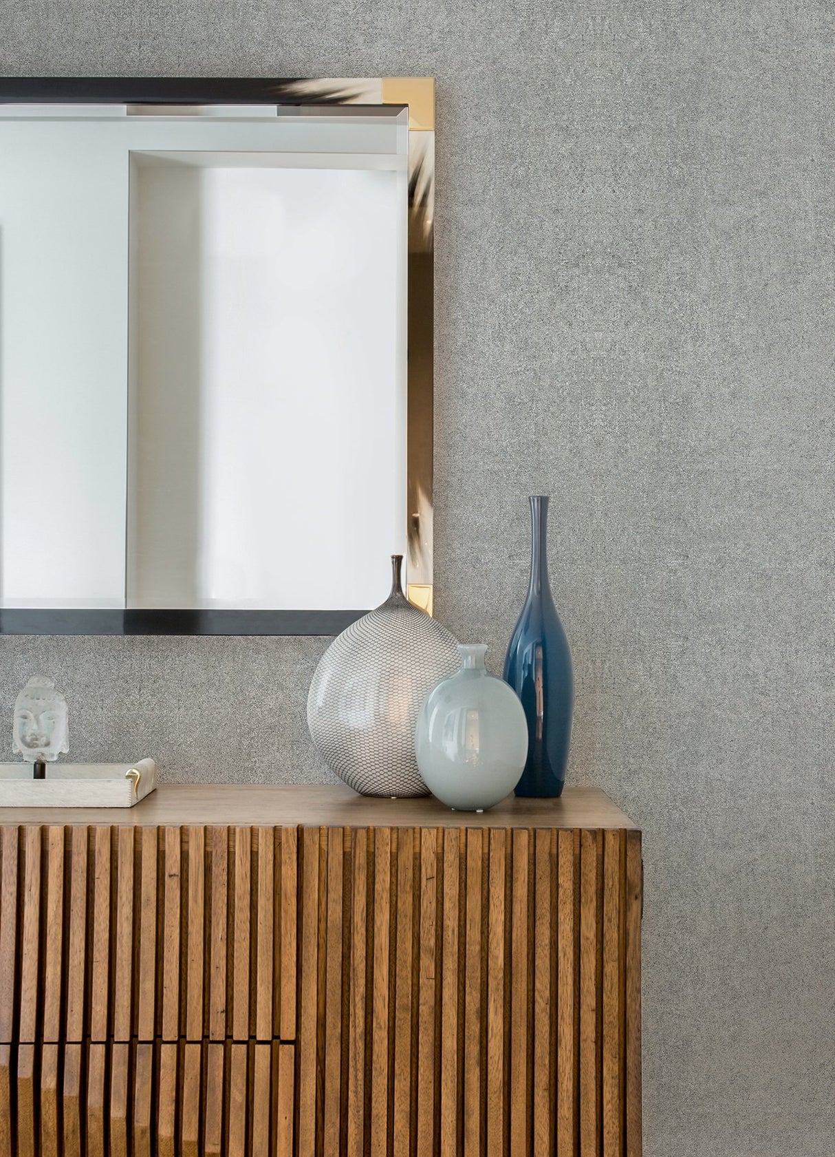 Nysa Silver High Gloss Wallpaper with Glam Graphic Fabric Texture - Brewster 4019-86483