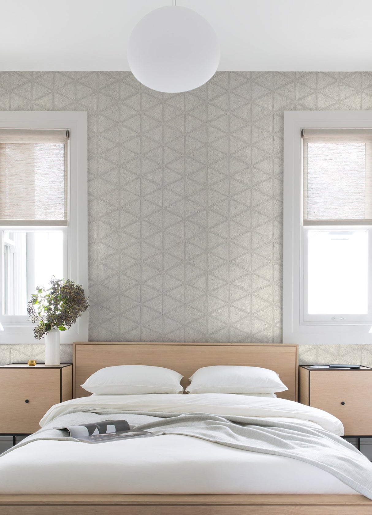 Mayari Platinum Tiled Wallpaper with Metallic Raised Ink Geometric Pattern - A-Street Prints 4019-86489