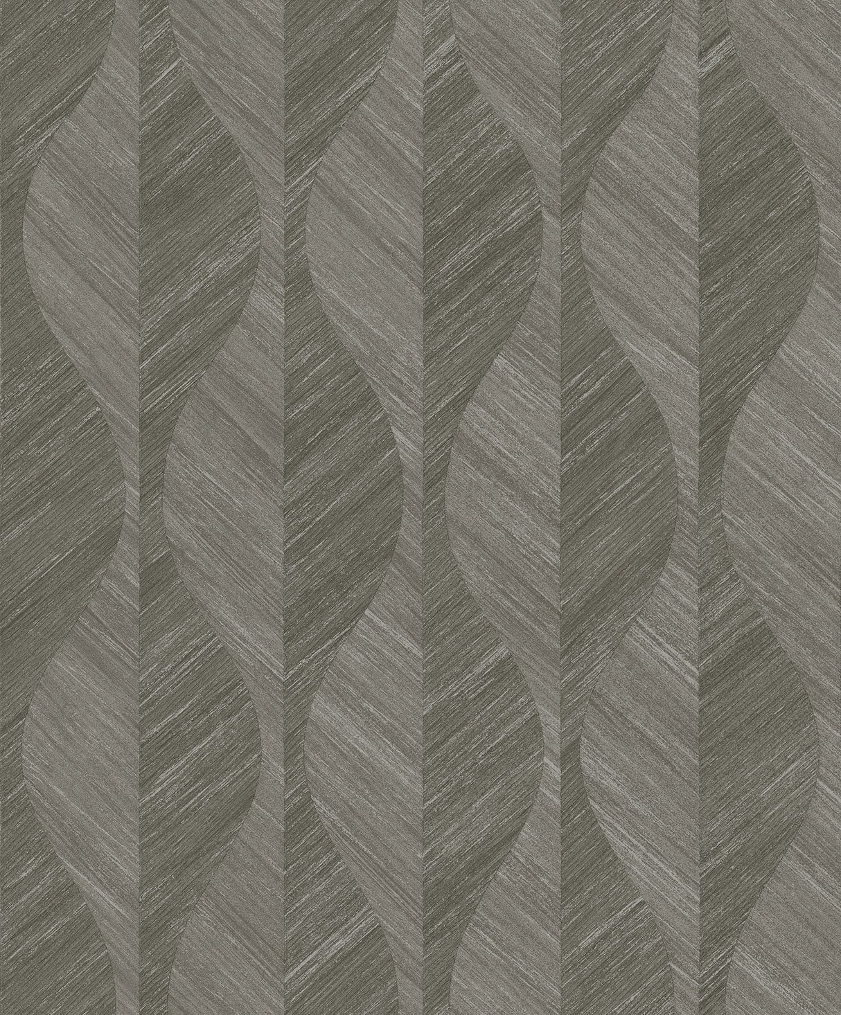 Oresome Dark Grey Ogee Wallpaper with Metallic Raised Ink Texture - Advantage 4025-82509