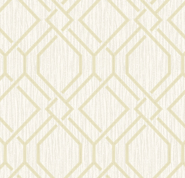 Frege Gold Trellis Wallpaper with Metallic Geometric Textured Pattern - Advantage 4025-82515