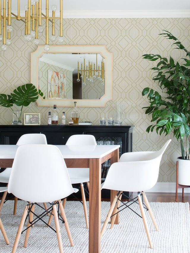 Frege Gold Trellis Wallpaper with Metallic Geometric Textured Pattern - Advantage 4025-82515