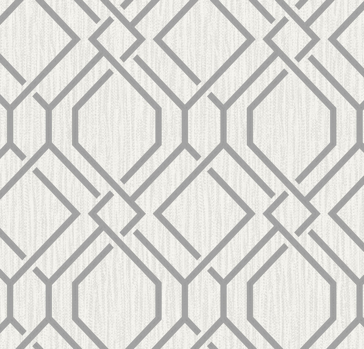 Frege Grey Trellis Wallpaper with Modern Geometric Metallic Accents - Advantage 4025-82528