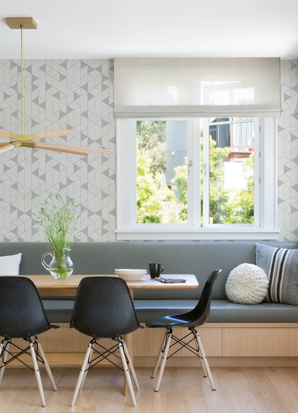 Fairbank Silver Linen Geometric Wallpaper with Modern Metallic Graphic Pattern - Brewster 4034-26771