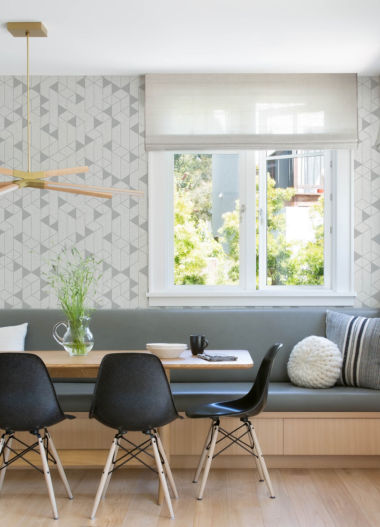 Fairbank Silver Linen Geometric Wallpaper in Silver by A-Street Prints Modern Geometric Non Woven Unpasted Wallpaper 56.4 sq ft - FD26771