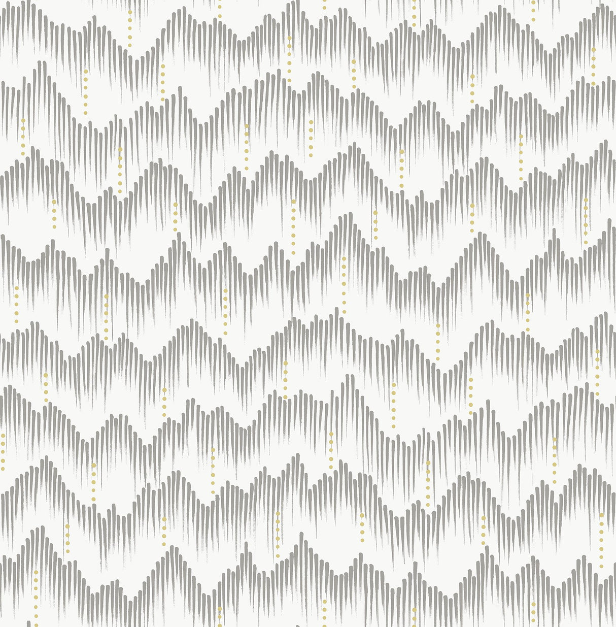 Holmby Grey Brushstroke Zigzag Wallpaper with Metallic Graphic Geometric Motif - Brewster 4034-26779