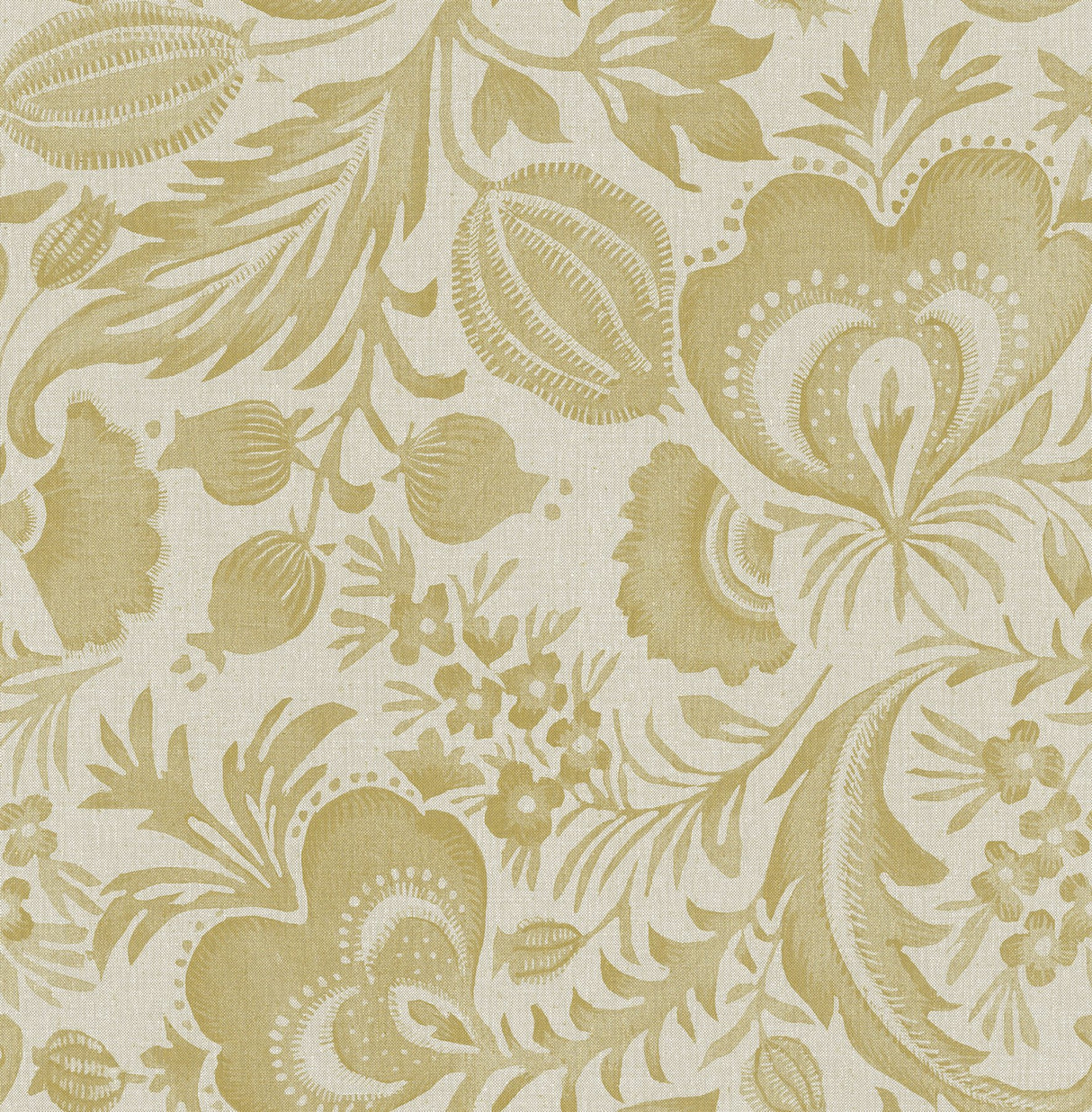 Culver Mustard Jacobean Wallpaper with Traditional Botanical Floral Pattern - A-Street Prints 4034-26784
