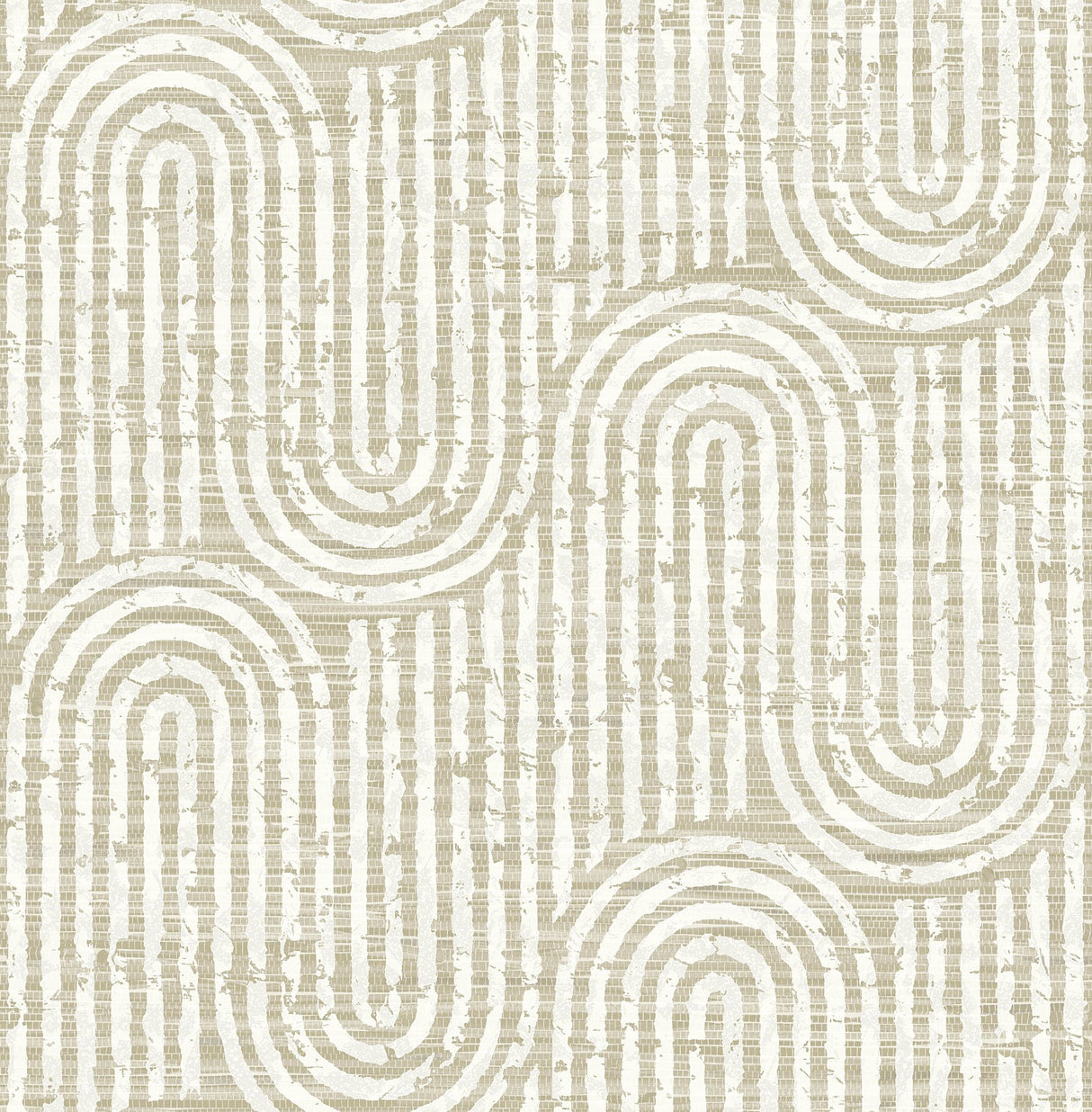 Trippet Light Brown Zen Waves Wallpaper with Modern Geometric Pattern - Brewster 4034-26786