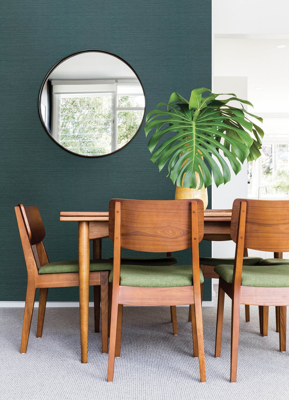 Colcord Teal Sisal Grasscloth Wallpaper with Traditional Texture Pattern - Brewster 4034-72101