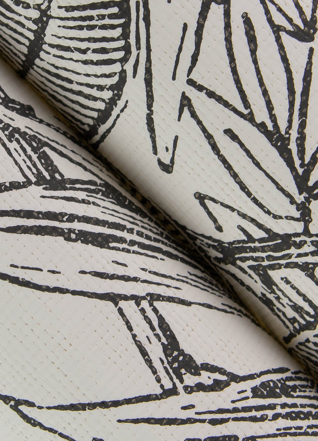 Brentwood Black Palm Leaves Wallpaper with Textured Paper Weave Grasscloth - Brewster 4034-72115