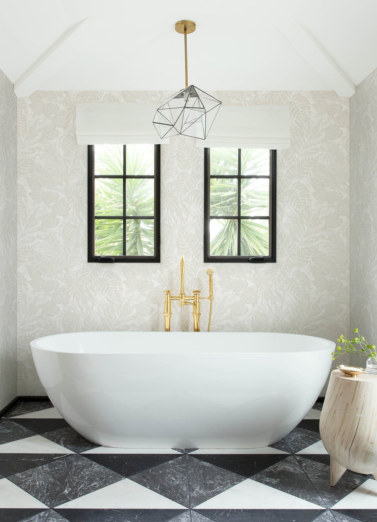 Brentwood Bone Palm Leaves Textured Wallpaper with Botanical Paper Weave Grasscloth - Brewster 4034-72118