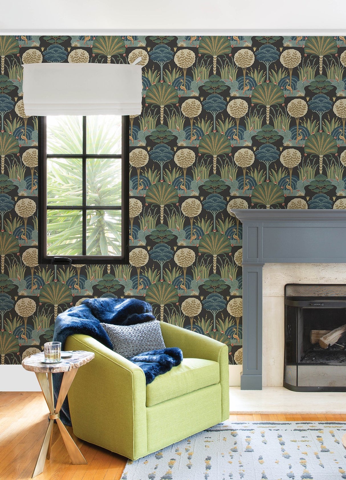 Mandeville Multicolor Tropical Paradise Wallpaper with Botanical Crane Motif - Brewster 4034-72120